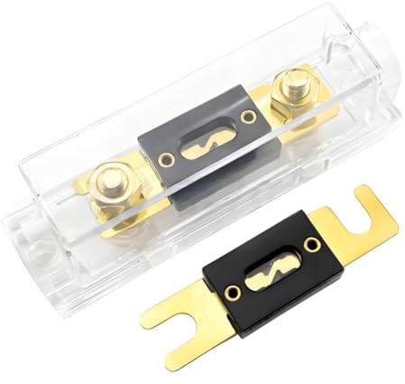 LKRXW Portafusibles ANL en Línea Con 2 Piezas 80A ANL Fusibles 0,2,4 AWG | Portafusible de Cuchilla Coche Chapado en Oro Soporte de Fusible Hoja Bloque Amplificador Sistema Audio Video
