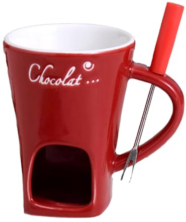Generisk chokladfondue- fondue med gaffel smältkruka för julkakor, chokladset keramik smörvarmare, personlig ost smältkopp ett värmeljus uppvärmt