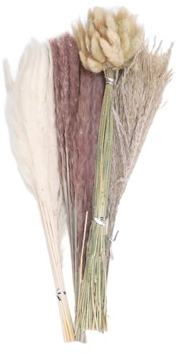 100 pezzi di mazzo misto di erba di pampa essiccata, coda di coniglio e canna d’acqua per decorazioni domestiche, 17 pollici di fiori naturali essiccati per centrotavola e composiz