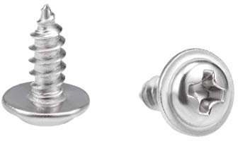 sourcing map 3x8mm Auto-taraudage Vis Cruciforme Tête Cylindrique Bombée Avec Rondelle Vis 304 Inox Acier Fixations Boulons 50Pcs