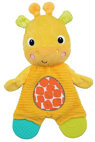 Bright Starts, Plüschtier und Zahnungshilfe, Giraffe - aus Knistermaterial zum Kuscheln, Beißen und Spielen, gelb, 12348