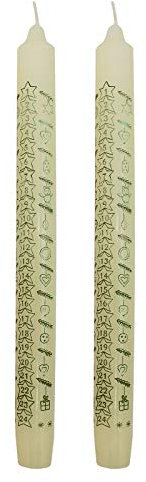 Ebersbacher Kerzenfabrik GmbH Adventskalenderkerzen Sterne Champagner mit goldenem Druck 2 Stück ca. (ØxH) 22 x 250 mm