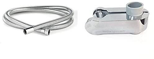 Aqualisa 164516 Shower Hose, 1.5m, Chrome-Plated Stainless Steel, 1.69 in*12.63 in*8.3 in & Pinch Grip Sliding handset Holder - 25mm - Chrome/Grey
