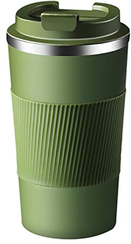 Miruchertter Tazza da caffè per auto, 510 ml, in acciaio inox, termoisolato, per caffè e tè (verde)