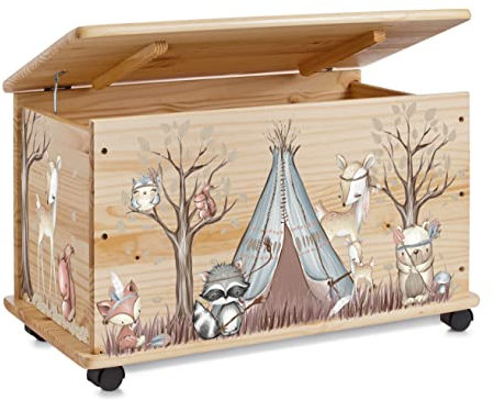 Farbklecks Collection Spielzeugkiste Indianergeschichte - Spielzeugkiste Holzkiste Kinderzimmer Deko personalisierbar