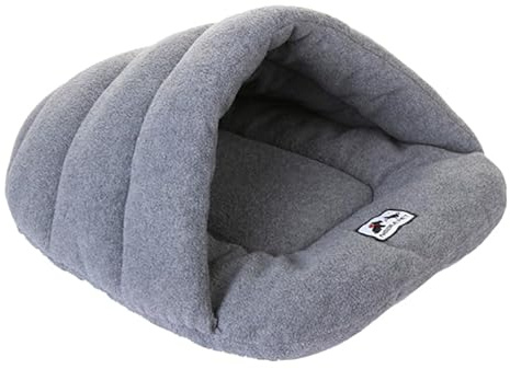 POPETPOP Warm Pet Sleeping Bag for Small Dogs Cats Puppies - Soft Padded Cushion Nest Bed Cozy Dog Blanket Mat Portable 14.96X18.89In Grey