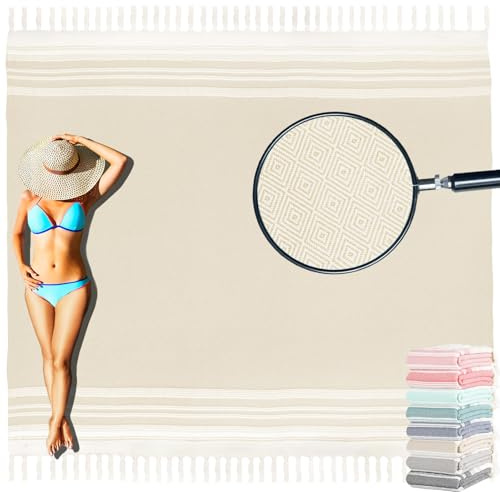 Telo da spiaggia turco gigante Boho Coperta da spiaggia Anti Resistente Sabbia ad asciugatura rapida Leggero Nuvola senza sabbia Hawaii Luna di Miele Viaggi Essentials XL Grande Enorme Jumbo Oversize