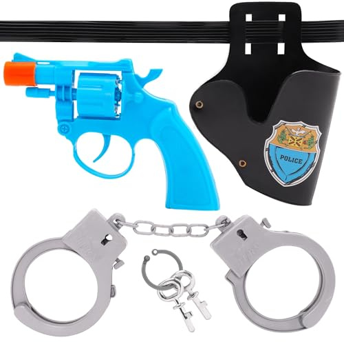 Toyland® 14 cm (5,5) Ensemble de Jeu de Pistolet à 8 Coups avec étui et Menottes - Jeux de rôle et Jouets de déguisement - 3 Ans et Plus