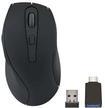 Speedlink AXON Silent Mouse Wireless - PC Maus kabellos, leiser klick, mit Akku wiederaufladbar USB-C, antibakterielle Oberfläche gummiert, ergonomisch, 2.4GHz, bis 1600dpi, schwarz