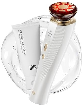 INIA Micro-Current Facial Lift Device 3-in-1 Red Light Therapy for Face and Neck, Skin Tightening and Rejuvenation Device True Beauty Glow Facial Massager, Effective Wrinkle and Puffiness Reduction