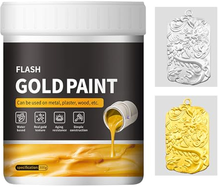 Liquid Gold Paint with High Gloss, Quick Drying Gold Finish, 300 g Liquid Gold Foil Paint, Quick Drying, Versatile Craft Paint for Wood, Ceramic, Glass and Canvas