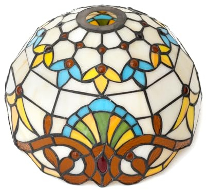 Pantalla de lámpara Tiffany de repuesto, pequeña pantalla de techo de 30 cm, estilo barroco vintage art déco, amarilla, for lámparas colgantes, de pared y de pie.