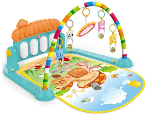 Blendra Baby Play Gym with Piano Music, Lights & 5 Detachable Rattles | Baby play mat engaging play and supports tummy time for 0-36 months boys girls
