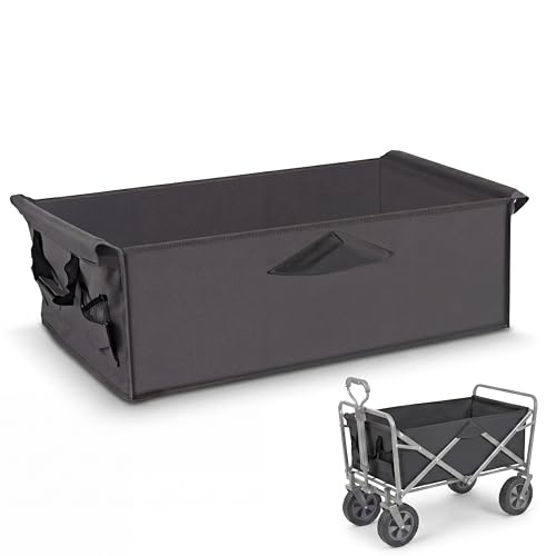 For Station Wagon Cart Liner Foldable for Storage Featuring Cloth Pockets and Made from Strong 600D Oxford Cloth Material (Black)
