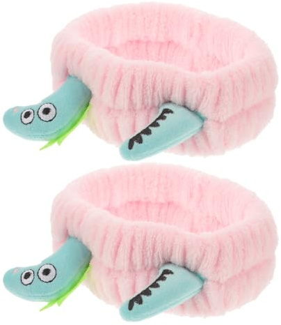 Beatifufu 2 Pièces Bandeaux Cheveux Dinosaures Cartoon Doux pour Femmes Accessoire Spa et Salle de Bain Lot de Serre-tête Élastique Confortable pour Maquillage et Soin Du Visage