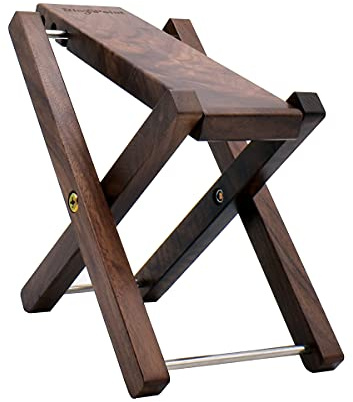 Wood Guitar Footstool, 3-Position Height Adjustable Guitar Foot Rest/Solid Wood Folding Footstool,Pedal Black Walnut Wood (Black Walnut)