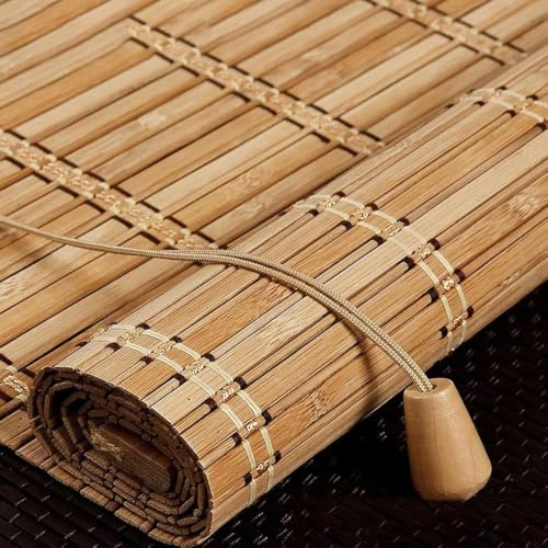 Natural Bamboo Roller Blinds,Retro Bamboo Roman Blinds | Blackout,Sun Shade Curtain,Anti-UV Dustproof Decorative Curtain,for Indoor/Outdoor/Garden,Customizable
