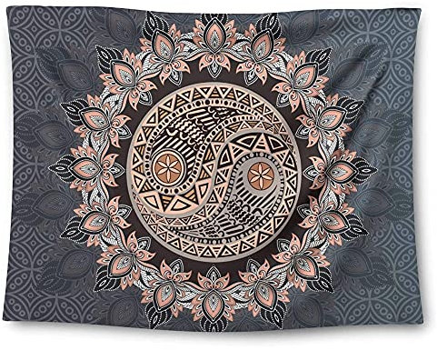 WJBABJ Kleine Tapisserie Blumen Yin Yang Wand Hängende Wandteppiche Böhmischen Wanddekor □ Für Schlafzimmer Wohnheim Wohnzimmer Boho Dekor