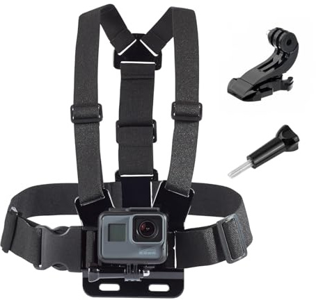 MICROS2U Justerbar bröstsele med J-krok kompatibel med GoPro Hero 11 10 9 8 7 6 5 4 3/Akaso ek7000, Apeman a100/Apexcam/LeadEdge Action Sports Outdoor