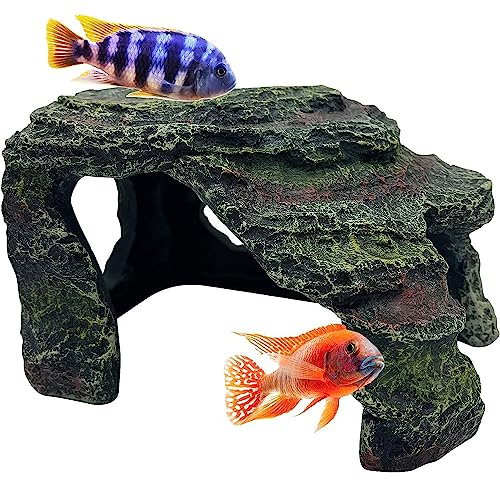 Mascot Pets Reptile Rock Cave Terrarium Hide Vivarium Decor Basking Platform Aquarium Fish Tank Hideaway Slate Rock Tortoise Fish Tank Lizzard Gecko