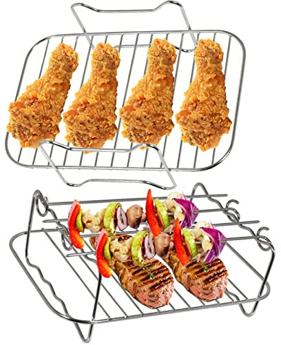 SPARES2GO Grill Shelf Racks Compatible with Ninja Foodi AF300 AF400 AF451 Air Fryer (+ 4 Skewers)