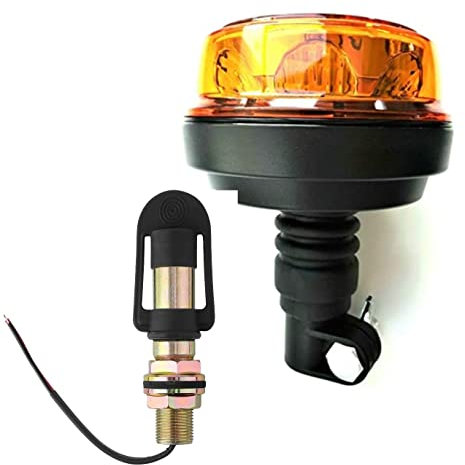 Matel Service LED Rundumleuchte mit Aufsteckrohr Halterung – 4 Blitzmuster mit flexiblem Fuß, – Warnleuchte für alle Fahrzeugtypen - 12V - 24V Spannung – Lichtfarbe: Orange