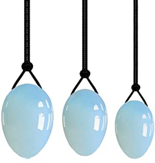 3Pcs/Set Natural Rose Quartz Yoni Egg Set Women Kegel Exercise Jade Egg Muscle Tightening Ben Wa Ball Kegel Egg with Box,Opal No Box
