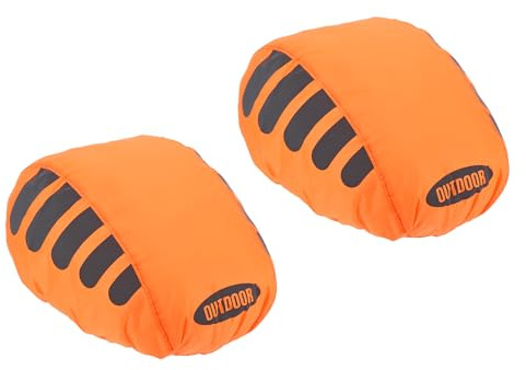 PATIKIL Cycling Bicycle Helmet Cover, 2 Pack Motorcycle Helmet Rain Covers Ride Gear Helmet Cover with Reflective Strip for Road Cycling, Orange