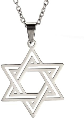 TEAMER estrella de David colgante collar judío Magen amuleto collares de acero inoxidable joyería Vintage (estilo 2-plata)