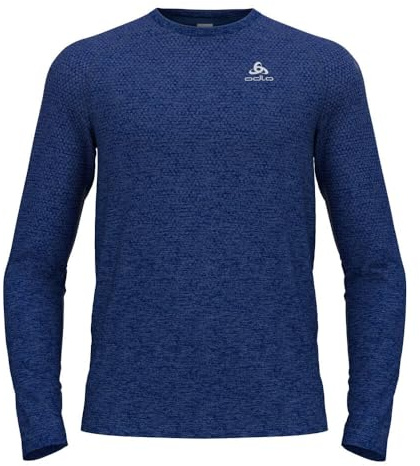 Odlo Uomini Essential Seamless Crew Neck Longsleeve Abbigliamento da Running Camicia da Corsa Limoges Melange - Blu Scuro XXL