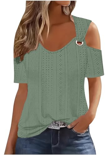 Uwdiohq Prime Big Deal Days Abbigliamento Donna Bluse Maglie Manica Corta Colorate Top Corti Donna Estivi Camicetta Rosa Donna Camicette Eleganti Donna da Sera Camicia Donna Verde Acqua Buy Again