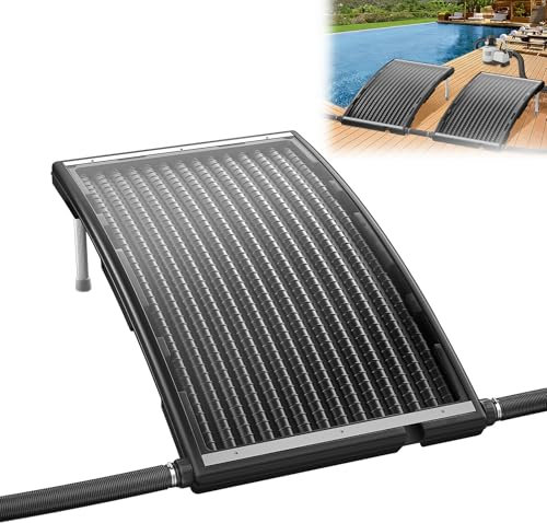 YARDIN Poolheizung Solar 2er Set Pool Solarheizung Sonnenkollektor Anschluss Ø 50mm Pool Heizung für Warmwasser Dusche Gartendusche Gewölbt Schwarz 111 x 65 x 35 cm