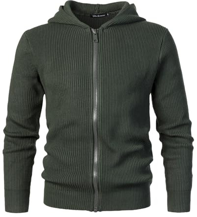 Harbrosrce Hommes Cardigan avec Sweat à Capuche Tricoté Gilets Zippé Chandail Pulls Vestes Sweaters
