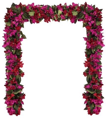 4PCS 7.2ft/Piece Artificial Bougainvillea Flowers Garland Deep Pink and Red Vines Silk Bougainvillea Artificial Flowers for Wedding Arch Table Garden Wall Decor(Deep Pink and Red)