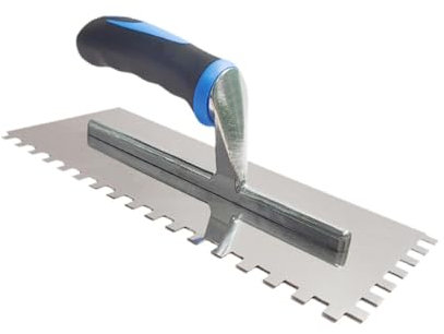 KESOTO Fliesenkelle Bodenlegerkelle Fliesenkelle Quadratzahnung Trockenbaukelle Verputzkelle für Gipsfliesen, 8 Mm Vierkantzahn