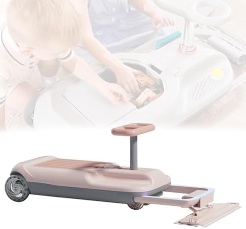 RayGenius Kart De Nettoyage pour Enfants, Kart De Nettoyage RéTractable, Chariots De Nettoyage Portables avec LumièRes Cool, Mini Kart pour 3+-10+,Pink-SingleDrive