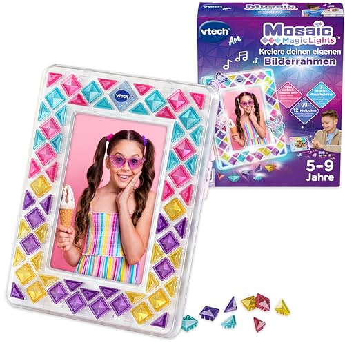 Vtech Mosaic Magic Lights Bilderrahmen – Personalisierbarer Fotorahmen mit wiederverwendbaren Mosaiksteinen und 3 Motivsteinen – Fotoformat: 10,2 x 15,2 cm – Für Kinder von 5-9 Jahren