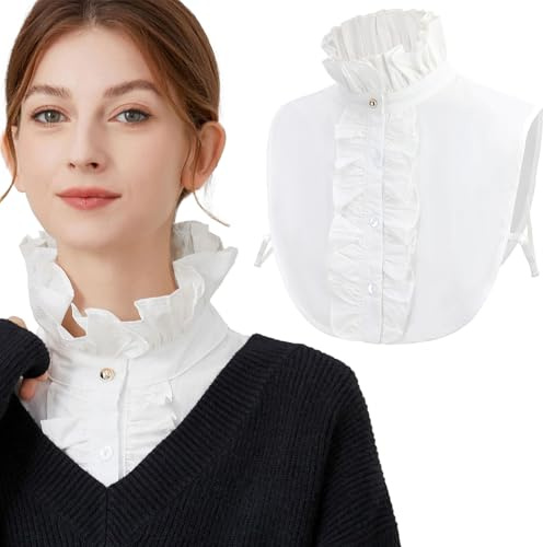 XEPST Blanc Faux Col Chemise Femme Amovible Col Détachable Femme, Vêtements vintage pour femmes élégante chemise boutonnée blanche