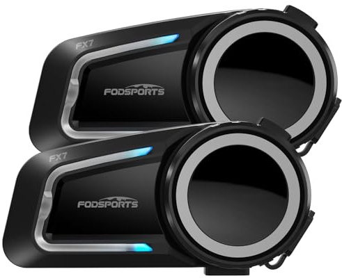 Fodsports FX7 Motorcycle Bluetooth Headset, 10 Riders BT5.4 Mesh Motorcycle Intercom, Dual Chips Motorbike Headset with Audio Multitasking,Noise Reduction,Voice Assistant,Music Share, FM,IP67,2 Pack