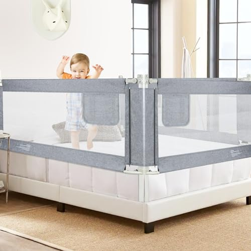 Kidsgigglz Bettgitte 180 cm, griglia per lettino per bambini, protezione dalle cadute, letto con funzione di sollevamento verticale e protezione dalle cadute, sistema di sicurezza rinforzato, letto a