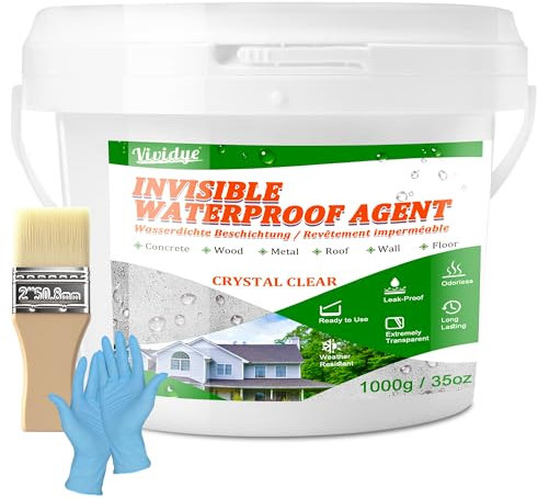 Rivestimento impermeabile trasparente – 1 kg di plastica liquida, sigillante a base d'acqua, impermeabile per tetti, pavimenti, pareti, perdite di bagno – per interni ed esterni