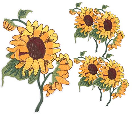 TOPPERFUN Toppe Termoadesive a Forma di Girasole Ricamate, Set da 5 Pezzi, Applicazioni Floreali da Stirare per Pantaloni, Zaini e Abbigliamento, Decorazioni Resistenti per Ragazzo Ragazza e Adulti