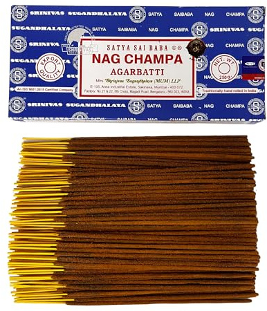 Bâtons d'encens Satya Nag Champa - 1 Paquet de 250 g - Aromathérapie - Méditation - Spiritualité - 100% Naturel EcoFriendly