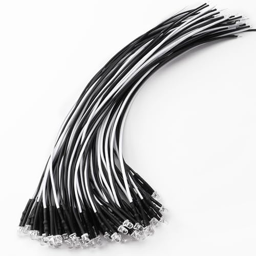 YIXISI 40 ST 3mm LED-Dioder, 12V 20cm LED-Förkopplad lampa, Emitterande Dioder Förkopplade, Vit