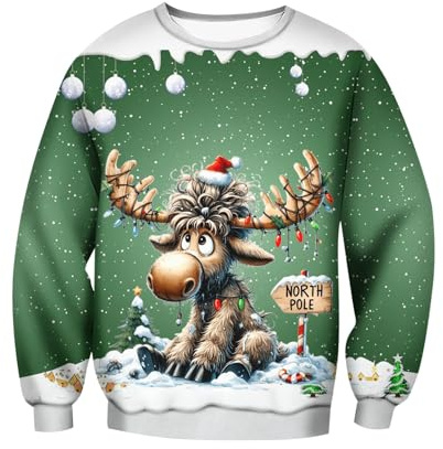 Pull De Noel Homme Pull Chaud En Tricot Pour NoëL Cadeau NoëL Pulls Homme Sweater Moche NoëL DéContracté Pulls Pour NoëL Doux Sweater Col Rond Sweats Manches Longues Pullover Mode Casual T-Shirt