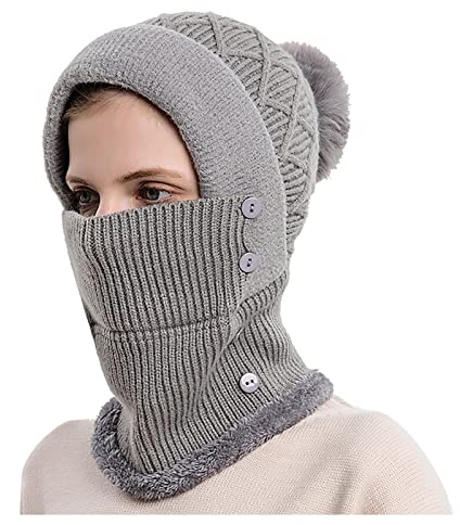 Generisk polishatt för ansiktet av huvan Cold-Proof ridning vinter Cold-Proof integrated kvinnor utomhus haklapp keps pilotmössor, GRÅ, one size