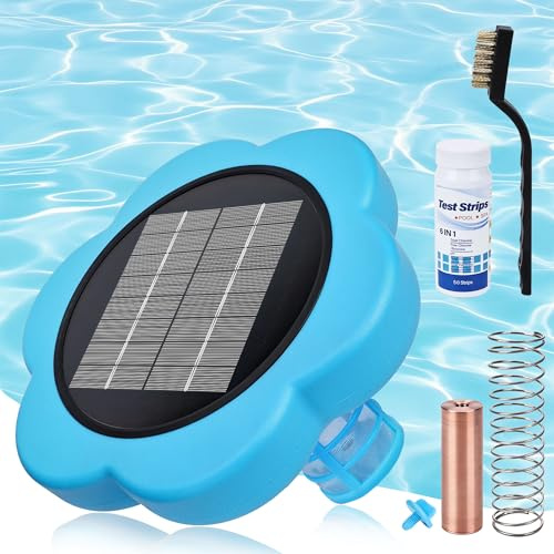 Toodour Ionizador solar para piscina, ionizador solar flotante mejorado para limpiador de piscinas sobre el suelo, hasta 45,000 galones, 85% menos cloro, equipo de limpieza de piscinas