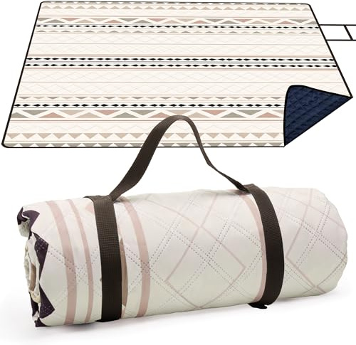 LARUTAN large picnic blanket picnic rug outdoor blanket beach mat tent carpet - 200x200cm Extra Large, Waterproof Sandproof 3-Layer Mat, Quick Fold Carry Handle for Garden, Camping & Family Picnic
