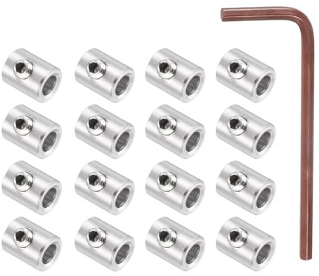 PATIKIL 16Pcs Wire Rope Clips Set,M4 304 Stainless Steel Double Holes Lock Cable Clamps Secure Fasteners for 2mm Dia with M6 Hexagon Spanner Screws for Clothesline Cable Rigging, Silver