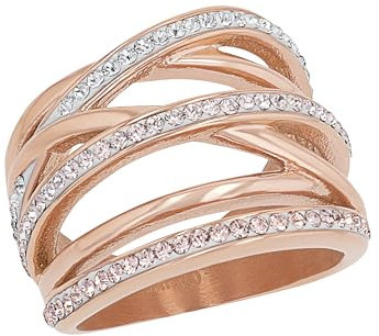 s.Oliver Ring Edelstahl Damen Ringe, mit Kristall, Apricot, Kommt in Schmuck Geschenk Box